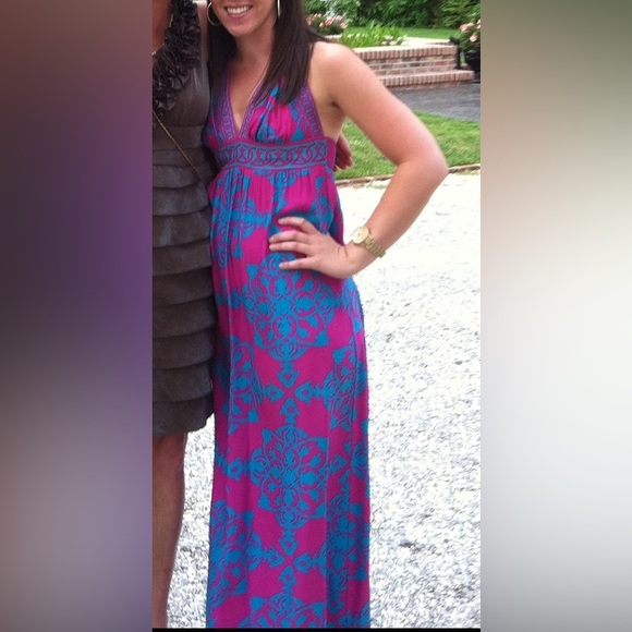 Alice & Traxie Halterneck Maxi Silk Dress • size medium - Picture 6 of 6